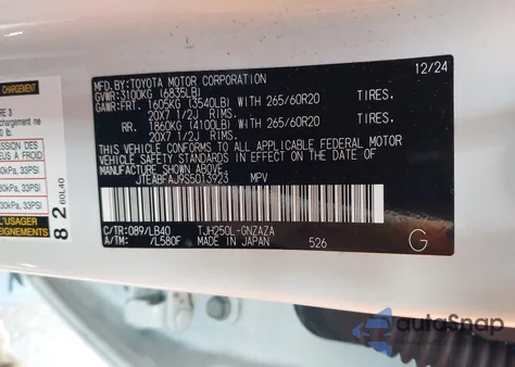 2025 Toyota Land Cruiser z USA, uszkodzony, nr VIN JTEABFAJ9S5013923